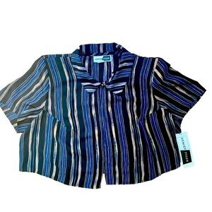 Stacey Tyler Cropped Sheer Striped Cardigan Top Women’s Size 20 NEW Vintage